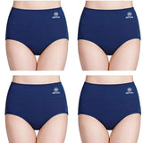 Stylish High Waist Brief Underwear Soft Summer Fabric Elastic Closure Mesh Pattern Underwear - Navy Blue - Shop N Save
