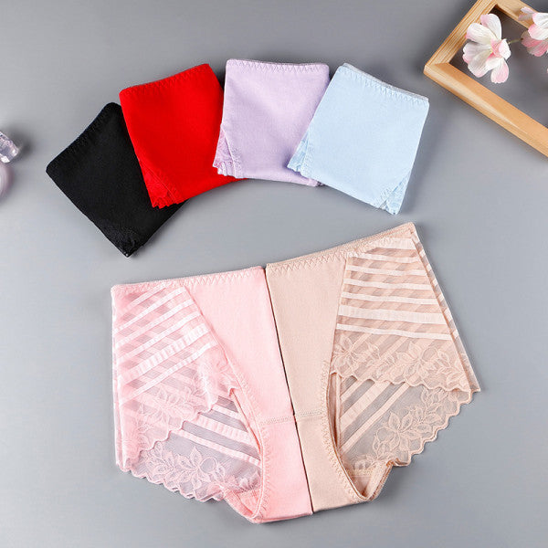 Stylish Floral Lace Hipster Underwear in Soft Cotton Blend Luxury Slim Fit Women's Panty - Red - Shop N Save