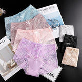 Luxurious Lace High Waist Wedding Underwear Soft Cotton Blends Floral Embroidered Bow Patch - Skin - Shop N Save