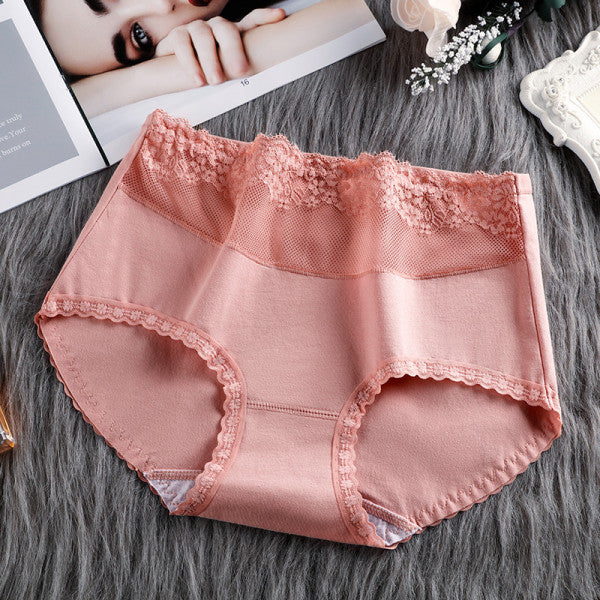 Stylish Lace Patched Women's Hipster Underwear Slim Fit Casual Pink Spandex Elastic Waist Inner Wear