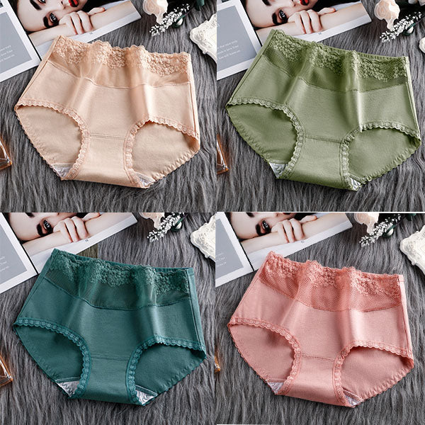 Stylish Lace Patched Women's Hipster Underwear Slim Fit Casual Pink Spandex Elastic Waist Inner Wear