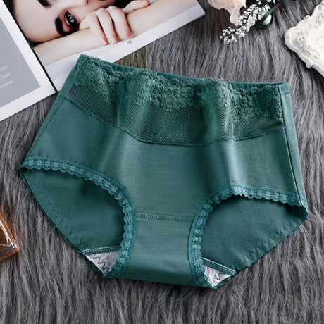Stylish Lace Hipster Underwear Slim Fit Elastic Waist Dark Green Spandex Thin Fabric Inner Wear for Women - Shop N Save
