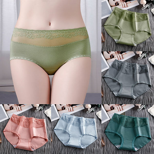Stylish Lace Hipster Underwear Slim Fit Elastic Waist Dark Green Spandex Thin Fabric Inner Wear for Women - Shop N Save