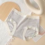 Striped Heart Pattern Underwear Wavy Stylish Women Undergarments Panty Summer Wear Light Thin Fabric - Light Gray - Shop N Save