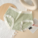 Striped Heart Pattern Underwear Wavy Stylish Women Undergarments Panty Summer Wear Light Thin Fabric - Light Green - Shop N Save