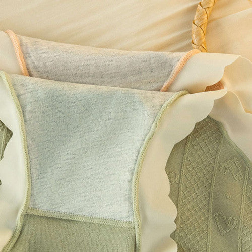 Striped Heart Pattern Underwear Wavy Stylish Women Undergarments Panty Summer Wear Light Thin Fabric - Light Green - Shop N Save