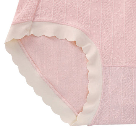 Striped Heart Pattern Underwear Wavy Stylish Women Undergarments Panty Summer Wear Light Thin Fabric - Light Pink - Shop N Save