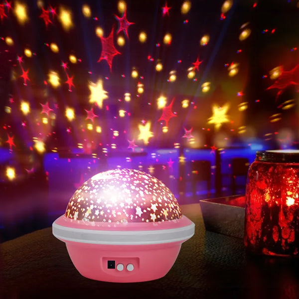 Starry Rotatable Decor Lights USB &amp; Battery Powered Festive Night Lighting for Party Decor Self Assemble - Pink