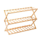 Triple Layer Bamboo Wooden Shoe Rack Space Saving Foldable Storage Organizer for Living Room Household