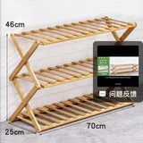 Triple Layer Bamboo Wooden Shoe Rack Space Saving Foldable Storage Organizer for Living Room Household