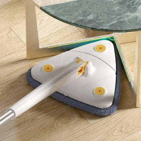 White Adjustable Triangle Mop Automatic Water Squeezing Long Handle for Wall Ceiling Window Reusable Cloth Daily Use - Shop N Save