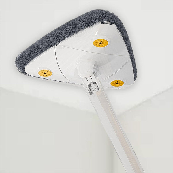 White Adjustable Triangle Mop Automatic Water Squeezing Long Handle for Wall Ceiling Window Reusable Cloth Daily Use - Shop N Save