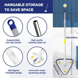 White Adjustable Triangle Mop Automatic Water Squeezing Long Handle for Wall Ceiling Window Reusable Cloth Daily Use - Shop N Save
