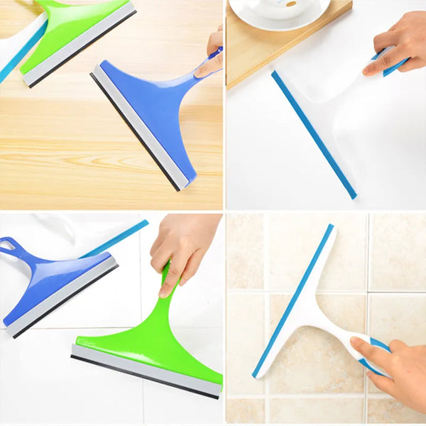 Silicon Window Wiper All Purpose Glass Cleaner for Bathroom Mirror Cleaning Handheld with Small Handle White Color