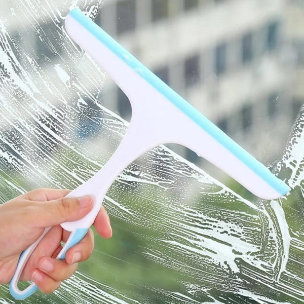 Silicon Window Wiper All Purpose Glass Cleaner for Bathroom Mirror Cleaning Handheld with Small Handle White Color