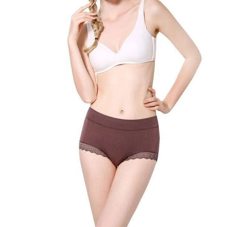 Lace Patched Coffee Color Hipster Underwear Breathable Thin Fabric Normal Fit Women\'s Inner Wear for a Casual Comfortable Look - Shop N Save