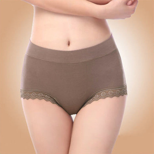 Lace Patched Coffee Color Hipster Underwear Breathable Thin Fabric Normal Fit Women\'s Inner Wear for a Casual Comfortable Look - Shop N Save