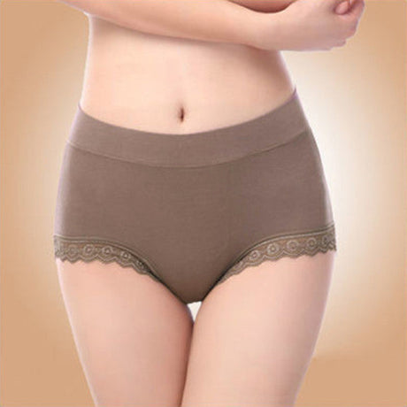 Lace Patched Coffee Color Hipster Underwear Breathable Thin Fabric Normal Fit Women\'s Inner Wear for a Casual Comfortable Look - Shop N Save