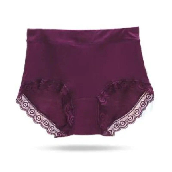 Lace Patched Dark Brown Hipster Underwear for Women Thin Fabric Breathable Elastic Closure Cotton Blend Normal Fit - Shop N Save