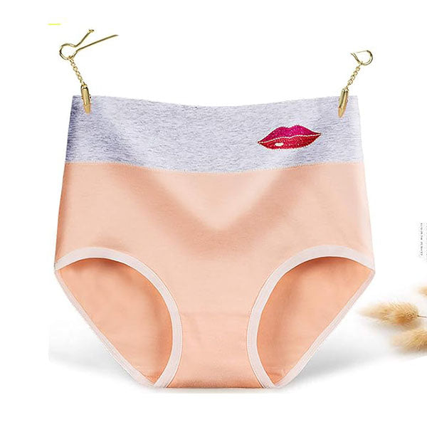 Orange Lips Mesh Hipster Underwear Comfy Women\'s Inner Wear Panty with Wide Elastic Waist and Cotton Blend Fabric - Shop N Save