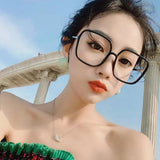 Clear View Square Large Black Frame Retro Fashion Glasses for Stylish Girls - Shop N Save