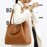 Stylish Brown Synthetic Leather Four Piece Handbag Set with Large Capacity and Adjustable Strap for Casual Office Fashion - Shop N Save