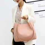 Stylish Pink Synthetic Leather Handbags for Women Large Capacity Adjustable Strap Zipper Closure 4-Piece Set - Shop N Save