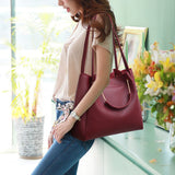 Stylish Wine Red 4Pcs Casual Women Handbags Set Large Capacity Synthetic Leather Adjustable Strap Perfect for Office and Girls - Shop N Save