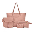 Stylishly Organize Your Essentials with These 4-Piece Lychee Pattern Tote Bags! Premium PU Leather. Easy Zipper Closure. Wide Capacity. Pink Shade. - Shop N Save