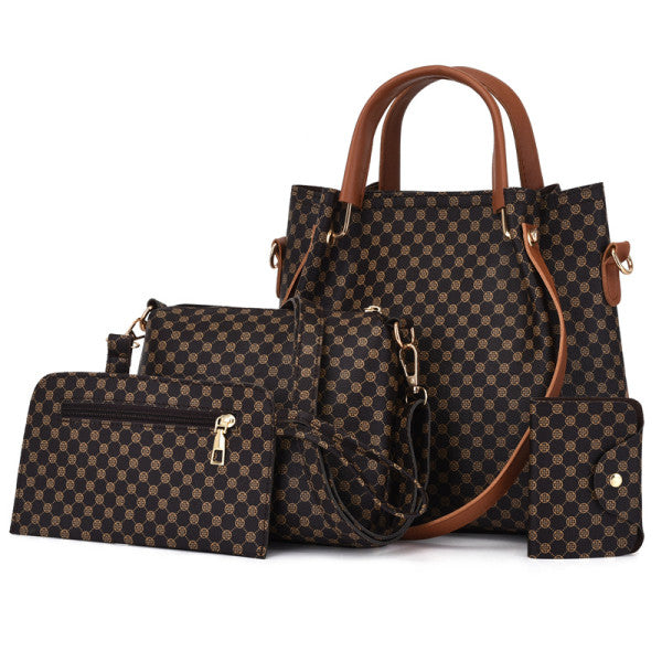 High Quality Double Handle Four Pieces Bags Set Zipper Closure Girls Fashion Wide Capacity Tote Bag Set Women Stylish Square Shape Bags