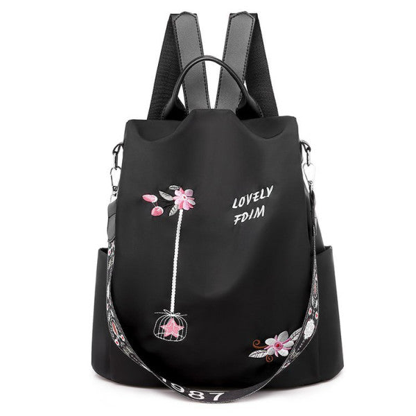 Floral Embroidery Double Handle Backpack Waterproof | Wide Capacity | Multifunctional | Women\'s Traveller Bag