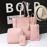 Chic Lychee Pattern Women\'s Handbag Set 4 Piece Medium Size Bucket Shape Bags