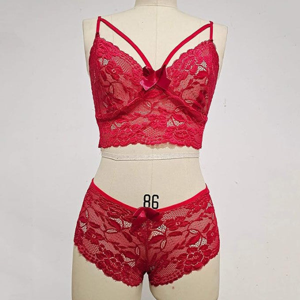Sexy Seduction Wine Red Push Up Bra &amp; French Cut Panty Set Soft Elastic &amp; See Through Lingerie for Women