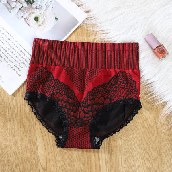 Stylish Lace Hipster Underwear Comfortable Breathable Seamless. High Elastic Waist Perfect for Casual Occasions Red Nylon Material. Exclusive for Women