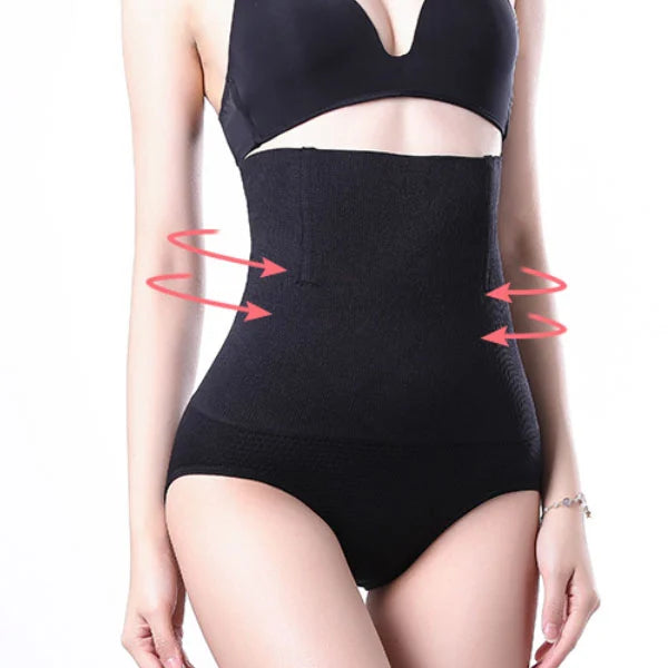 Flawless Silhouette High Waist Tummy Control Body Shaper Slimming Corset for Women Elastic Fit Black Spandex &amp; Nylon Lingerie