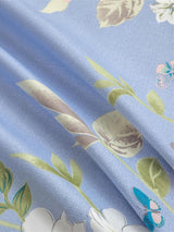 Elegant Floral Printed Elastic Easy Wear Bed Sheet Cover with 2 Pcs Pillow Cover Set - 150 x 200cm - Blue