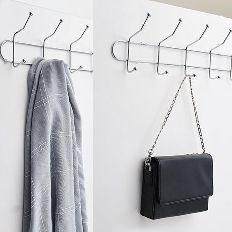 7 Hooks Stainless Steel Clothes Wall Hanger - Silver