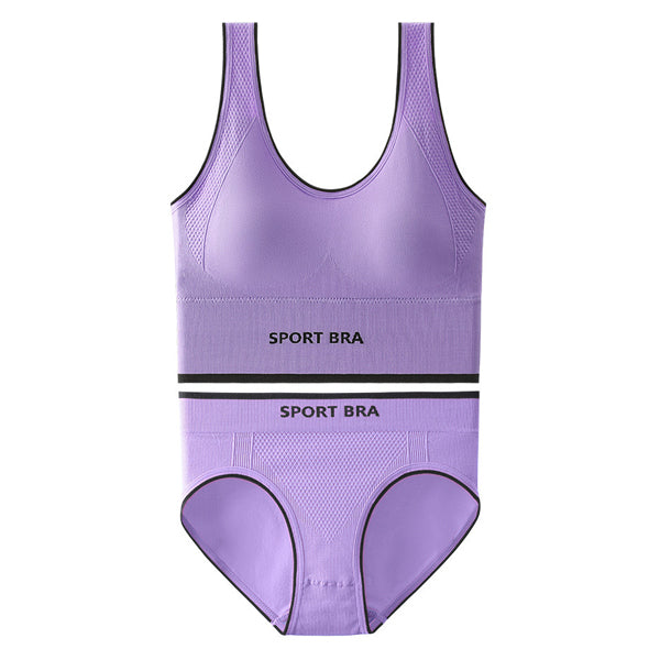 Two Pieces Strap Shoulder Padded Bra Sportswear Blouse With Elastic Underwear For Yoga Exercise Running Gym Stylish Print Body Fitted Summer Wear Outdoor Inner Wear 2 Pcs Set