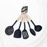 5 Pcs Plastic Nonstick Cooking Turner Set - Black