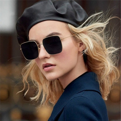 Ladies Simple Metal Frame Sunglasses - Gray Gold - Shop N Save