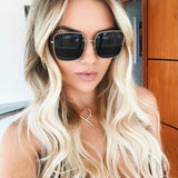 Ladies Simple Metal Frame Sunglasses - Gray Gold - Shop N Save
