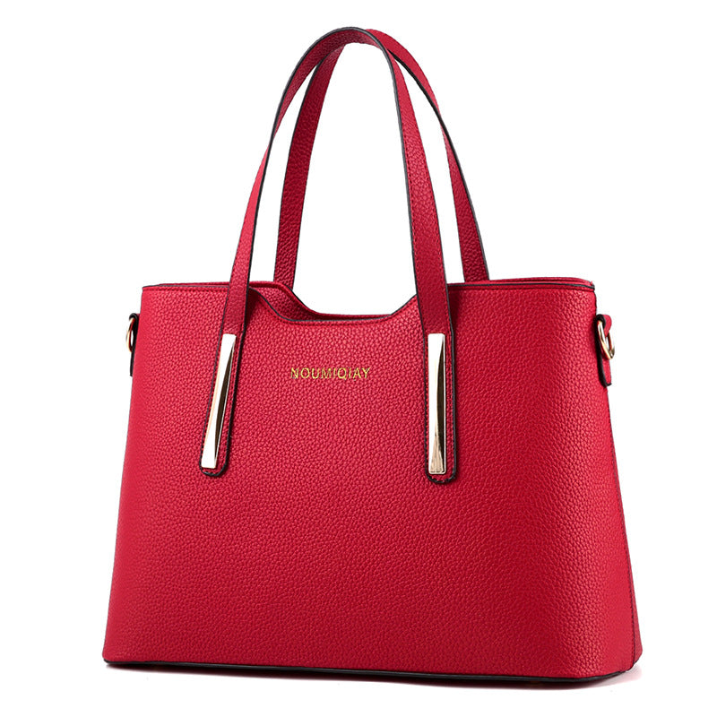 Two Pieces PU Leather Formal Bag Set - Black