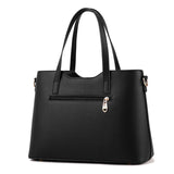 Two Pieces PU Leather Formal Bag Set - Black