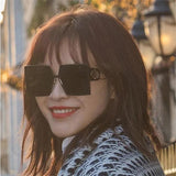 Ladies Retro Big Frame Sunglasses - Black - Shop N Save