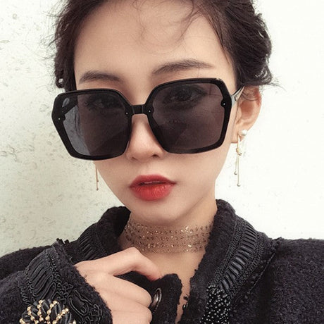 Girls Suqre Oversize Frame Wild Sunglasses - Black Pink - Shop N Save