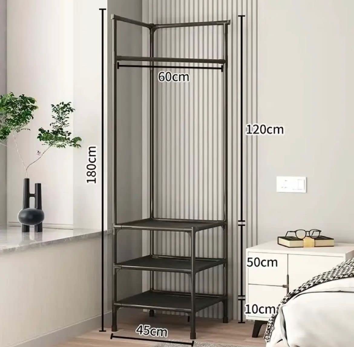 4 Tier Metal Wardrobe Hanging Corner Rack