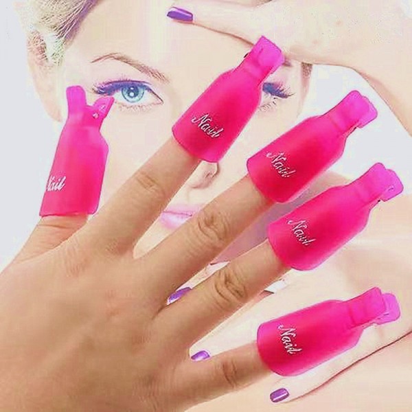 10 Pcs Nail Polish Remover Clip - Pink