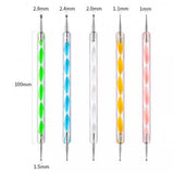 Double Headed Diamond Pen 5 Pieces Set Nail Tool - Multi Color - Shop N Save