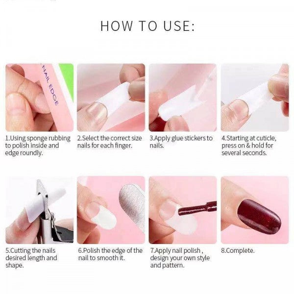 1 Box Of 100 Pcs Crystal Extension Nails - Transparent