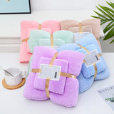2 Pcs Package Coral Fleece Bath Towels - Purple